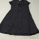 QINSEN Womens Square Neck Tennis Dress Short Sleeve Built in Shorts Golf Athletic Dress with Pockets (Large, Black)