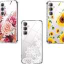 (3-Pack) for Samsung Galaxy A05S Case, Soft Clear TPU [Scratch-Resistant] Drop Silicone Bumper Protection Shockproof Phone Case Cover for Samsung Galaxy A05S, Flower