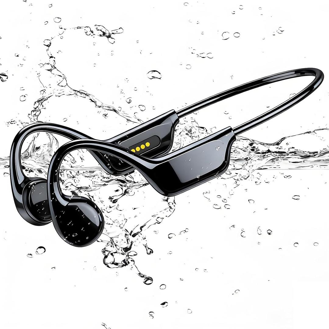 Swimming Headphones, IPX8 Waterproof Bone Conduction Headphone Wireless Underwater Earbuds with 32GB Memory for Swimming, Cycling, Marathon