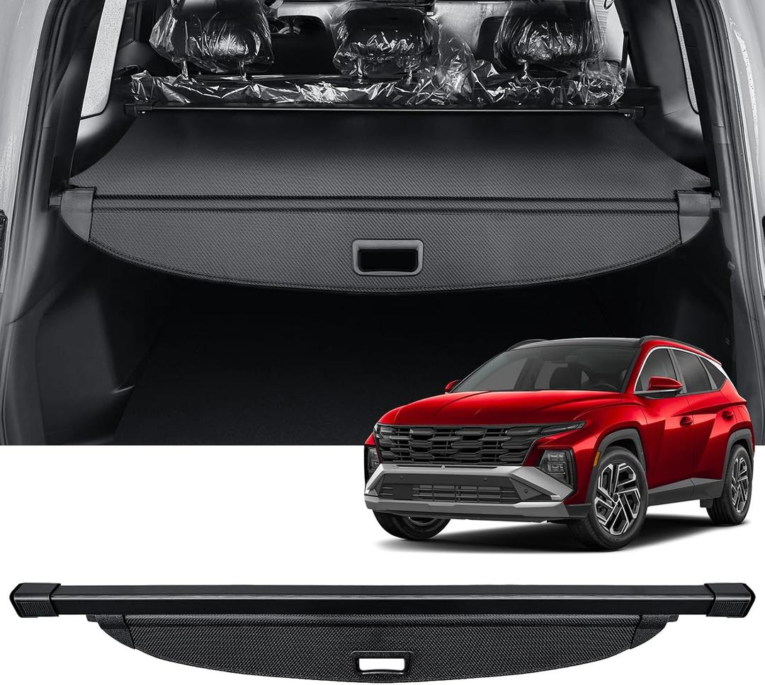 AUXKO Retractable Cargo Cover for Hyundai Tucson 2026-2022, Trunk Cover Luggage Security Shade Cover for 2026 2025 2024 Hyundai Tucson Shielding Shade Anti-Peeping Luggage Privacy Screen, Carbon Fiber