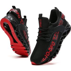 FRSHANIAH Women Athletic Shoes Walking Running Shoes Non-Slip Fashion Sneakers (9.5, Black/Red)