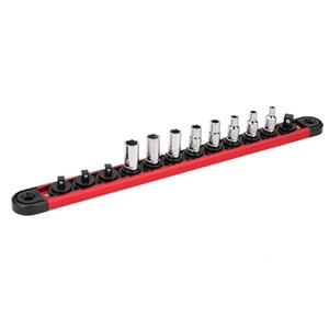 Magnetic Socket Organizer 1-Piece Magnetic Organizer Rail Rack with 12-Piece 1/4inch Drive SAE Standard Socket