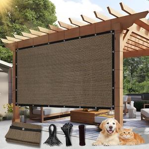 BELLE DURA 90% Outdoor Sun Shade Cloth, 10'×12' Pergola Shade Cover with Grommets, Privacy Screen Sunshades for Patio Garden Backyard Plant, Mocha