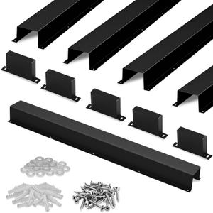 Moxweyeni 5 Pack 43 Inch x 3.3 Ft (16.5 Ft Total) Metal Line Set Cover Kit, Black Metal Decorative Ac Pipe Line Set Cover Kit for Ductless Mini Split Accessories, Central Air Conditioner, Heat Pump