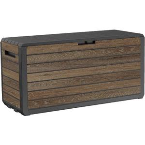 Keter Premium Everwood 71 Gal Outdoor Storage Box and Patio Side Table