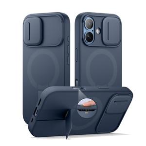SURITCH for iPhone 17 Case with Camera Control Cover, Camera Slide Cover and Adjustable Kickstand, Compatible with MagSafe, Shockproof Bumper Protective Cases 6.3 Inch, Blue