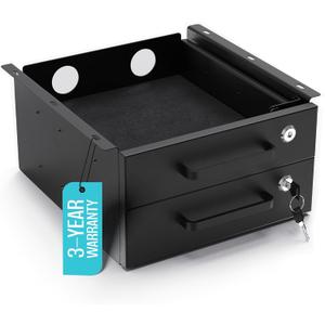 Under Desk Drawer Slide-Out  Lockable Metal Storage Drawers with Cable Management for Office & Home (Double, Non-Bracketed)