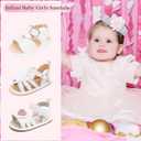 Oamico Baby Girl Sandals Infant Soft Anti-Slip Rubber Sole Casual Beach Sandals Newborn Bowknot Outdoor First Walker Summer Shoes for Baby Girls Flat Sandal (White)