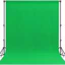 6 x 9 FT Green Screen Backdrop - Polyester Fabric for Video Streaming, Portrait Photoshoot, Wall Mounted, Parties and Small Events