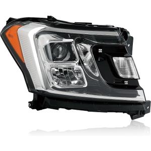 Projector Headlights Compatible with 2018-2021 Expedition | Chrome Halogen Halo Projector Headlight Assembly Front Headlamp With bulb Clear Lens Right Passenger Side FO2503370