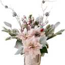 Artificial Poinsettias Christmas Flowers with Red Berry Pine Cone Branches Linen Base, 12 Faux Poinsettias Plants for Home Office Table Fireplace Winter Indoor Christmas Decorations Pink (3 In)