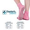 Doctor's Select Diabetic Ankle Hospital Socks with Grips for Women Men - 4 Pair 1/4 Length Neuropathy Socks for Women
