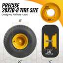 AR-PRO 20x10.00-8 Tubeless Lawn Mower Tire and Wheel Assembly (2-Pack), 4-Ply Rear Tire with Steel Rim, 3/4" Bore & 3/16" Keyway, 3.5" Offset Hub, S-Turf Tread, Riding Lawn Mower & Garden Tractor