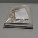 Central Park Linen Waterfall Valance Window Curtain Linen Texture White GEO Embroidery Rod Pocket for Living and Bedroom Semi Sheer Kitchen Curtain, 56"x38", 1 Piece Linen (Embroidered)