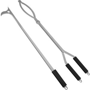28" Fire Tongs Fire Pit Tongs Set, Stainless Steel Fireplace Tongs Log Grabber Suitable for Outdoor Fireset Fire Pit Bonfire Camp Fire Backyard Deck Indoor Fireplace Tools