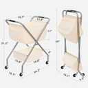 STORAGE MANIAC Collapsible Laundry Cart with Wheels 31.5"H Rolling Laundry Hamper Clothes Basket with Wheels, Canvas Liner Sturdy Steel Frame Folding for Small Narrow Space Easy Storage, Beige