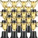 24 Pack Gold Award Trophy, 5 Inch Plastic Golden Mini Trophies Cup For Halloween Party Favors, Kids Classroom School Rewards, Competition Or Celebration Awards Props, Sports Tournament Winning Prizes