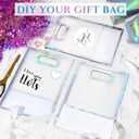 Aliceset 12 Pcs Clear Plastic Gift Bag with Die Cut Handles Reusable PP Favor Bag with Ribbon for Wedding Bridal Birthday Baby Shower Party Small Business, 7x10x3.15 Inch(Iridescent)