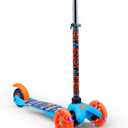 Self Balancing Kick Scooter with Light Up Wheels, Extra Wide Deck, 3 Wheel Platform, Foot Activated Brake, 75 lbs Limit, Kids & Toddlers Girls or Boys, for Ages 3 and Up