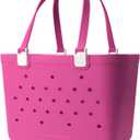 Large Rubber Beach Bag, Waterproof Travel Tote bag for Women Outdoor Beach Tote Washable Big Bag Open Handbag