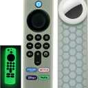 Compatible for Alexa Voice Remote Cover/TV Stick 4K Max Remote Cover (3rd Gen 2021) with Airtag Holder, Glow in The Dark,Item Finder Anti-Slip Silicone Protective Case,Glow Green