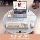Wireless Keyboard and Mouse, Silent Keyboard Mouse Combo, Full-Sized Colorful Typewriter Keyboard with Round Keycaps, 2.4G Cute Mouse Compatible with PC/Laptop/Computer(Milk Tea)