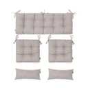 STillcomsy Outdoor Wicker Chair Cushions of 5Pieces,Tufted Patio Bench Cushions & 2Seat Cushions with Ties,2Lumber Pillows,Waterproof Cushions for Patio Furniture -Tan/Taupe