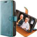 Snakehive Leather Wallet for iPhone 16 - Real Leather Wallet Phone Case - Genuine Leather with Viewing Stand and 3 Card Holder - Flip Folio Cover with Card Slot (Teal)