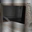 Vintage Wood Framed Arendahl Mirrors for Wall Decor 24" x 36", Hanging Distressed White Rustic Arched Wall Mirror, Ornate Baroque Bathroom Antique Mirror, Traditional Wall Mirrors Decorative