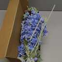 8PCS Blue Delphinium Artificial Flowers Larkspur Fake Flowers 33.5in Long Stem Faux Silk Flowers Bulk for Tall Vase for Home Wedding Floral Arrangement Centerpiece Table Decorations (Baby Blue)