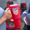 Logo Brands Soccer 40 oz Tumbler with Handle - Powder Coated-Stainless Steel with Straw  Leak-Resistant, Keeps Drinks Cold  Everyday Use  Great For Soccer Fans (USA)