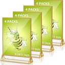 PPH-Sisy Acrylic Sign Holder 8.5X11 Double Sided Clear Display Stand, Gold Plastic Display Stand for Home Office Shop Restaurant (4pcs)
