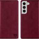 ZZXX for Samsung Galaxy S22 Wallet Case with [RFID Blocking] Card Slot Stand Strong Magnetic Leather Flip Fold Protective Phone Case for Samsung Galaxy S22 Case Wallet(Wine Red-6.1 inch)