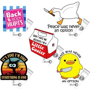 5 Pcs Funny Badge Reel Retractable Name Tag ID Clip Holder Nursing Student RN Pediatric Teacher Funny Office Work Accessories 23