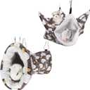 LEFTSTARER Cashmere Pet Bed Mat and Toy, Heart-Brown Ferret Guinea Pig Hammock Toy Small Animal Cage Accessories, 19.7x5.9in Hanging Tunnel & 13.39x13.39in Bunkbed Hammock