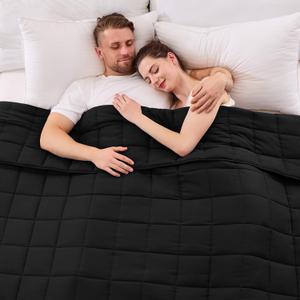 King Size Weighted Blanket for Adults (20 lbs, 80 x 87, Black) Cooling Heavy Blanket for Sleeping Perfect for 190-210 lbs, Breathable Blanket for Adults & Couple All Season, Machine Washable