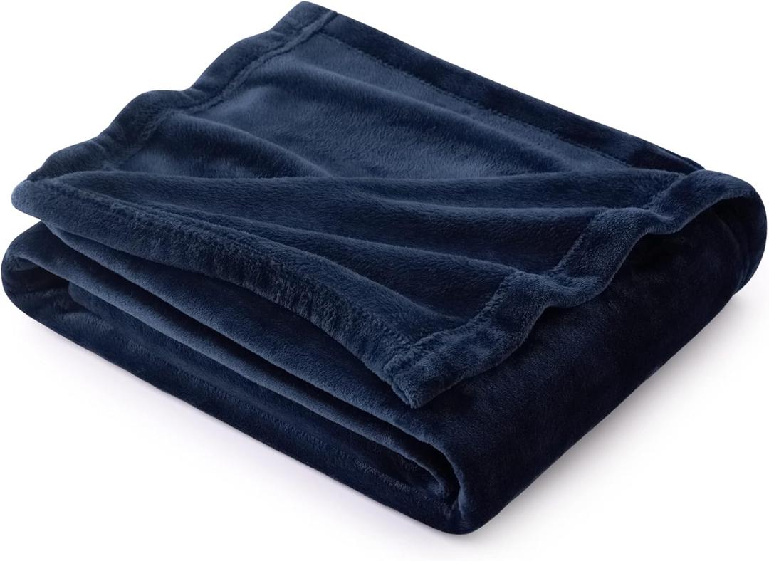 Bedsure GentleSoft Fleece Blanket Twin Size Navy Blue - 300GSM Lightweight Plush Fuzzy Cozy Soft Warm Blanket for Bed, Sofa, Couch, Travel, Camping, 60x80 inches