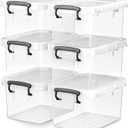 Citylife 6 Packs 3.5 QT Small Storage Bins with Black Handle Clear Plastic Bins with Reinforce Bottom Stackable Storage Containers for Organizing Art Supply, Craft Stuff, Medicine, Small Toys (6 PCS-3.5 QT, Clear Case with Black Handle)