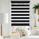 GHV Corded Zebra Blinds for Windows Blackout Dual Layer Privacy Shades for Indoor Windows Light Control for Day and Night Home Office (Black, 35 in(W) x 64 in(H))