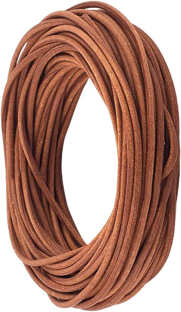 10.94 Yards 2MM Genuine Leather Cord for Crafts Light Brown Round Thin Cowhide Real Leather String Lace Cording Rope Braiding Strip Thread for Jewelry Making Necklace Bracelets Wraps Beading