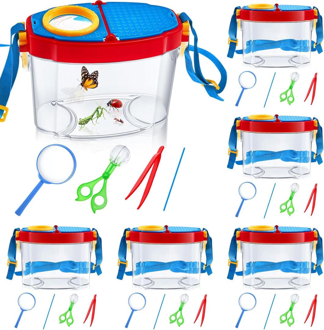36 Pcs Bug Catcher Kit Insect Catching Outdoor Explorer Kit with Insect Transfer, Tweezers, Magnifying Glasses, Sticks, Observation Cages, Shoulder Straps for Kids Gift(Blue)
