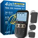 4 in 1 - D.I.Y & Tens Unit & EMS & Massage Muscle Stimulator, Dual Channel TENS Units Therapy Machine for Pain Relief, FDA Cleared Rechargeable Electronic Pulse Massager,with 12pcs Electrode Pads