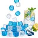 400 Pack Reusable Ice Cubes for Coolers Drinks, BPA-Free Plastic Cubed Ice Packs for Lunch Boxes, Non-Diluting Refreezable for Outdoor Ice Bath Whiskey Coffee Bars Party Camping