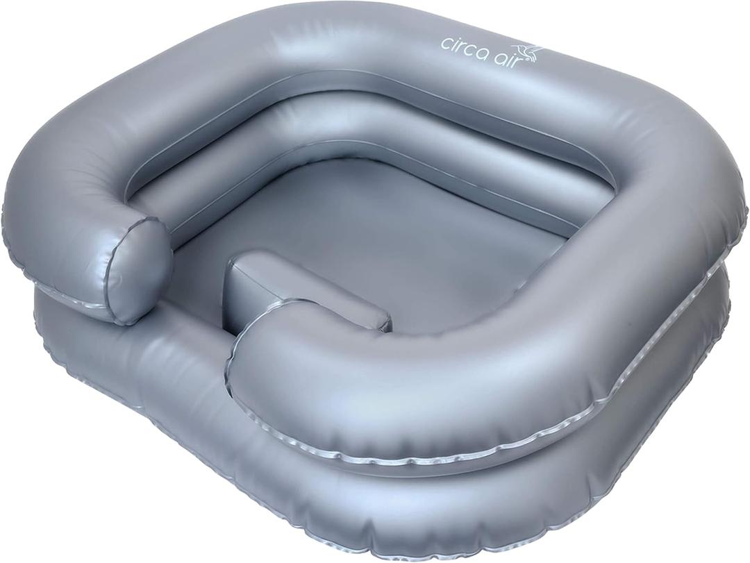 Circa Air Inflatable Hair Washing Basin For Bedridden - Wash Hair In Bed With Shampoo Basin. Portable Shampoo Bowl With Pillow For Extra Comfort. The Perfect Inflatable Sink For Locs Detox