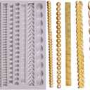 Scroll Lace Fondant Molds, Baroque Chocolate Frame Decor, Clay Frame Relief Mould for Birthday Wedding Cake Decoration Cupcake Topper Pie Crust Candy Resin Clay Furniture Corner Border, Gray