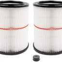 2 Pack Cartridge Filter for Craftsman 17816 9-17816 Wet/Dry Air Filter Replacement Part fit 5/6/8/12/16/32 Gallon & Larger Vacuum Cleaner