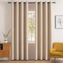MIULEE Room Darkening Curtains Thermal Insulated Black Out Drapes Solid Window Treatment Long Grommet Light Blocking Blackout Curtain for Living Room Bedroom 2 Panels Set 52 x 84 inch Length Beige
