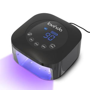 Lavinda UV LED Nail Lamp, 54W UV Nail Light for Gel Polish Acrylic Nails, Professional Gel Nail Lamp with Auto Sensor Fast Curing Nail Dryer 4 Timer Settings Nail Art Tools for Salon Home Use (Black-Plug in)