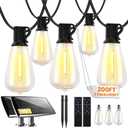 200FT Solar String Lights Outdoor Waterproof, Solar Patio Lights with Remote Control & 60+2 Dimmable ST38 Edison Bulbs Shatterproof,Solar Powered String Lights for Outside Garden Backyard