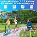 3 Wheel Scooter for Kids, Toddler Scooter with Bluetooth Music Speaker Steam Sprayer LED Lights Aluminum Alloy T-Bar, Folding Kick Scooters for Boys Girls Ages 3-10